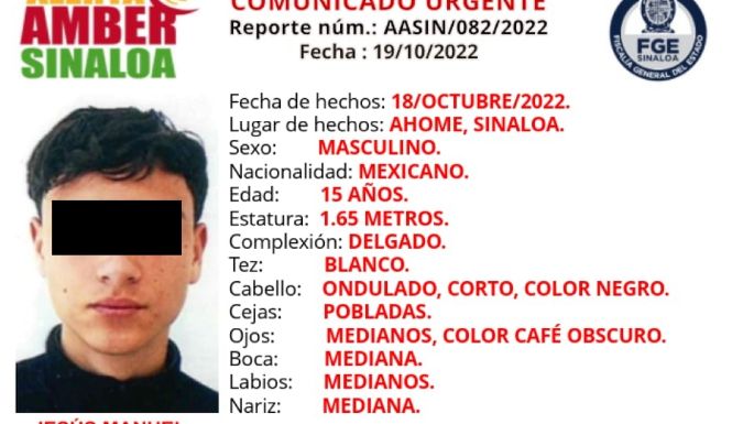 Localizan a Jesús Manuel, adolescente de 15 años reportado desaparecido en Los Mochis