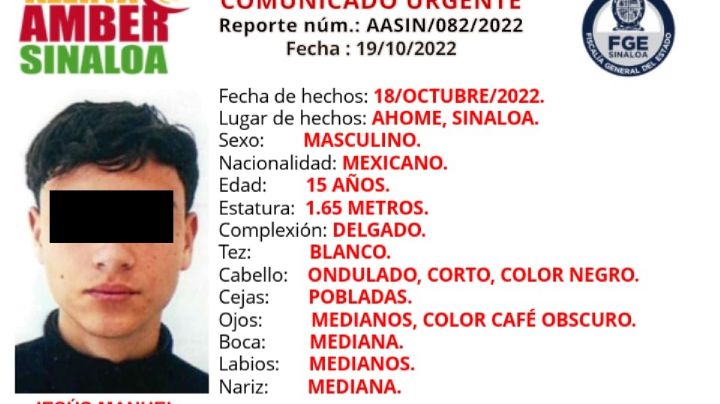 Localizan a Jesús Manuel, adolescente de 15 años reportado desaparecido en Los Mochis