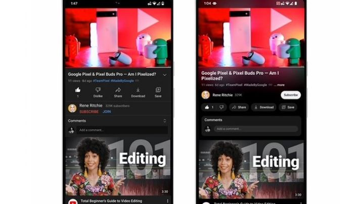 El rediseño de YouTube incorpora las funciones modo ambiente y pellizcar para hacer zoom