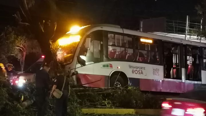 Mexibús choca contra un árbol en la vía José López Portillo; hay 10 heridos