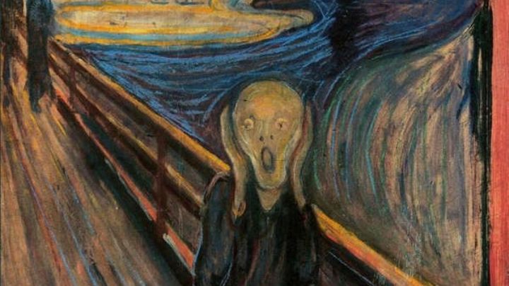 Activistas por el medio ambiente intentan pegarse al marco de "El Grito", de Munch