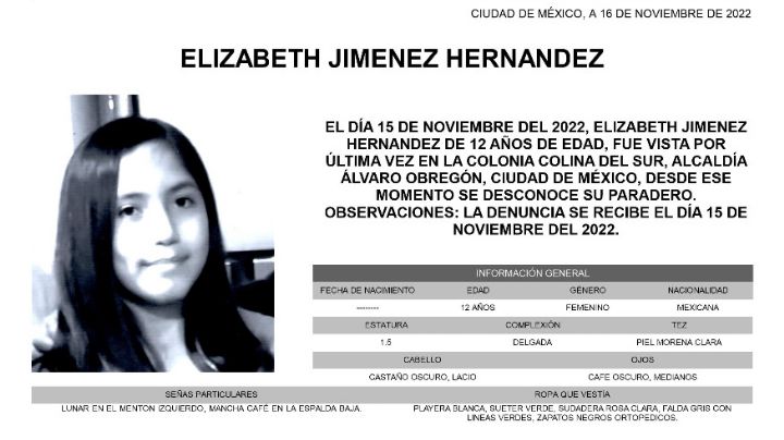 Familiares buscan a Elizabeth Jiménez quien desapareció tras subir al transporte escolar