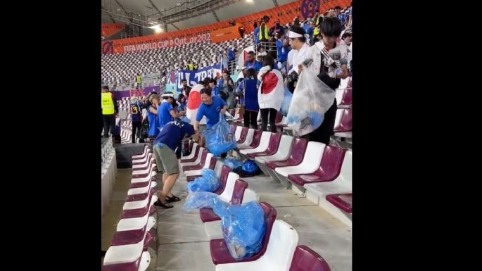 Viral: Japoneses recogen basura antes de dejar el estadio Khalifa en Qatar