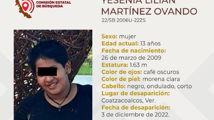 Hallan muerta a Yesenia Lilian, de 13 años, desaparecida en Veracruz; cae su madrastra