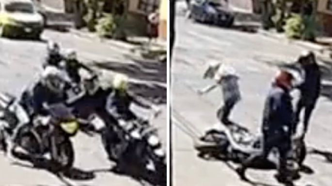 Motociclistas roban cinco mil euros a una persona que salió del AICM; fueron detenidos (Video)