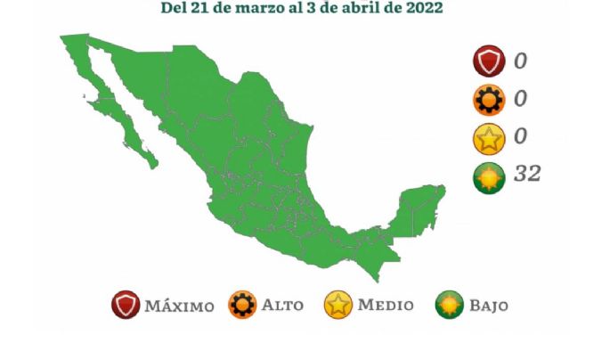 Así quedó el semáforo del 21 de marzo al 3 de abril: por primera vez todo México en verde