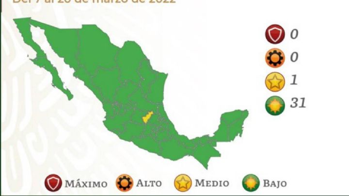 Así quedó el semáforo del 7 al 20 de marzo: 31 estados en verde y uno en amarillo