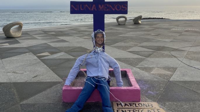 La cara de Marlon Botas, feminicida de Montserrat Bendimes, es colocada en Antimonumenta de Veracruz
