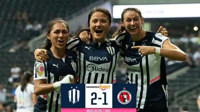 Rayadas de Monterrey se impusieron 2-1 a las Xolas de Tijuana