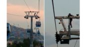 Hombre libra cercado y trepa en una torre del Cablebús en Iztapalapa (Video)