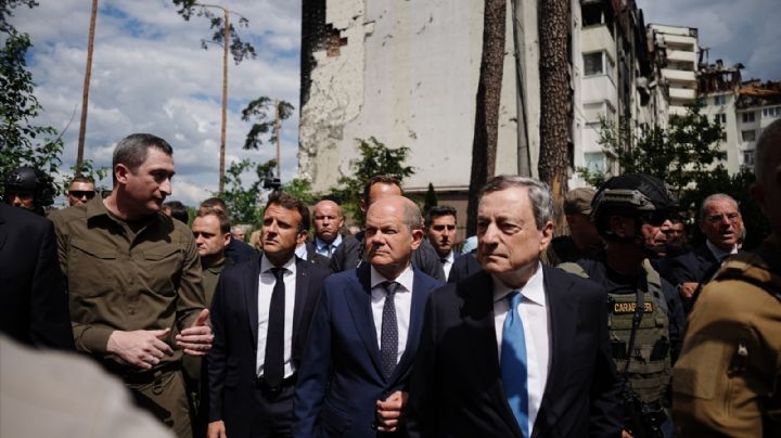 Macron, Scholz y Draghi visitan la "heroica" Irpin, en Ucrania