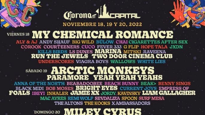 Corona Capital 2022 sorprende con My Chemical Romance, Arctic Monkeys y Miley Cyrus