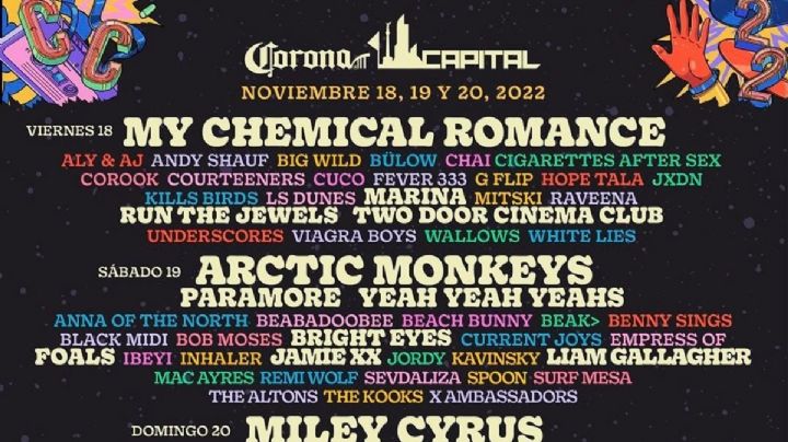 Corona Capital 2022 sorprende con My Chemical Romance, Arctic Monkeys y Miley Cyrus