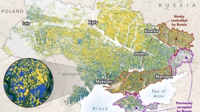 NASA: Rusia controla un 22% de las tierras de cultivo de Ucrania