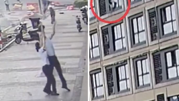 Un hombre salva a una niña que cayó de un quinto piso (Video)