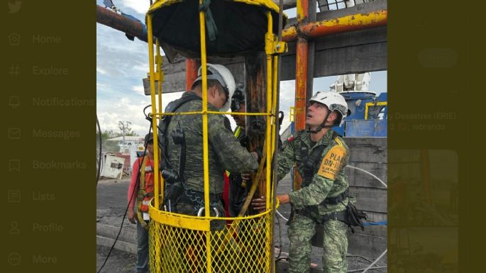 Militares ingresan a pozo de mina siniestrada en Coahuila, pero solo retiran escombro