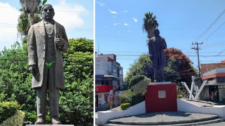 Estatua de Benito Juárez en Cuernavaca es vandalizada con pintura verde