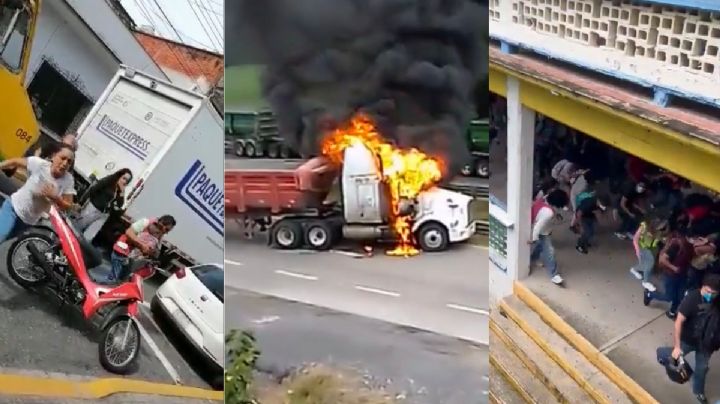 Pánico en Orizaba: Activan Código Rojo por balaceras y quema de tráiler (Videos)