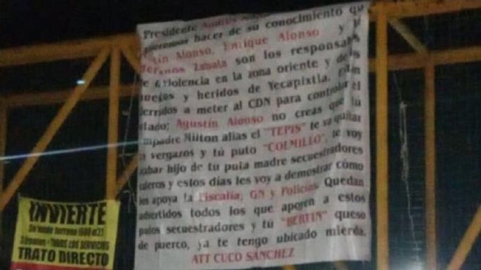 AMLO y funcionarios de Morelos son mencionados en mantas que el narco colgó en esa entidad