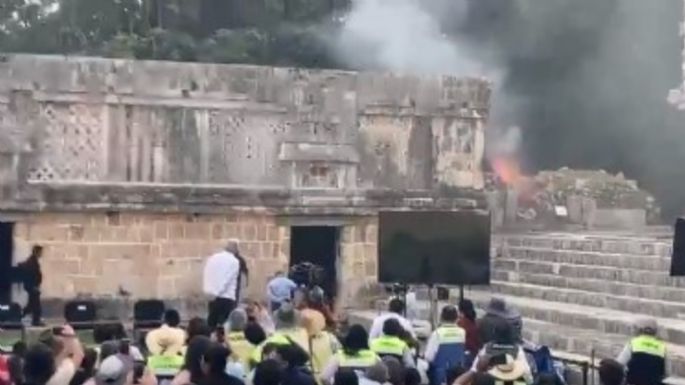 Evento de AMLO es interrumpido por un corto circuito en Uxmal