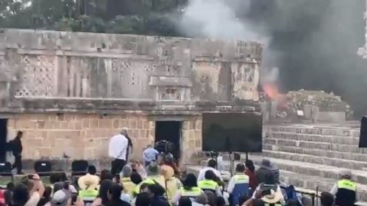 Evento de AMLO es interrumpido por un corto circuito en Uxmal