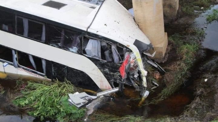 Mueren 12 personas en volcadura de autobús de turismo en Veracruz