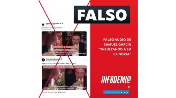 Cuenta de Infodemia del gobierno federal defiende a Samuel García de audio difundido por Claudio X