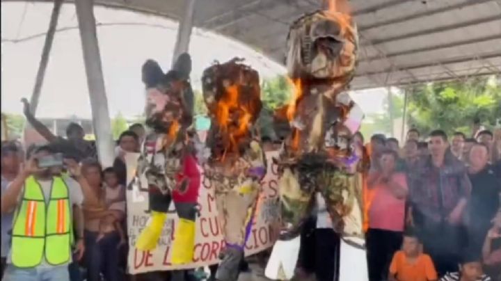 Migrantes queman piñata con figura de Francisco Garduño y anuncian marcha-caravana