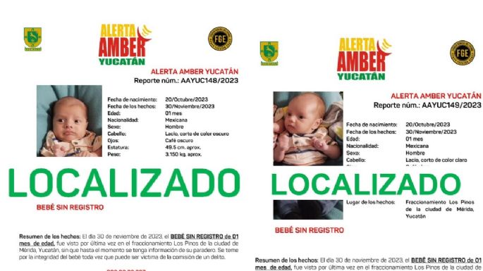 Localizan a gemelos de un mes de edad desaparecidos en Yucatán