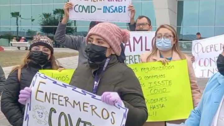 Trabajadores de la salud reciben a AMLO con protesta en Tamaulipas