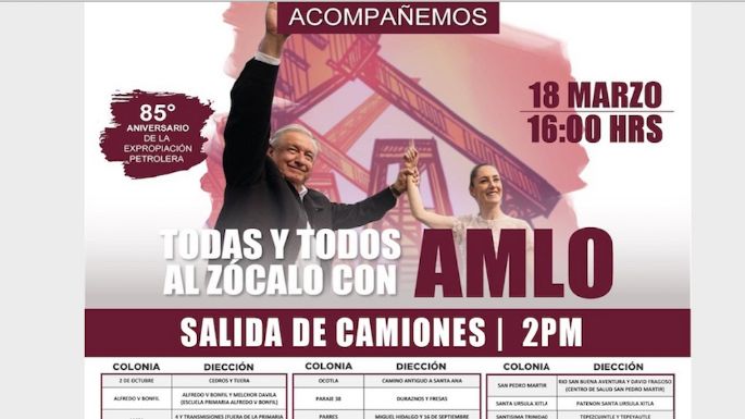 Invitan por WhatsApp a ir en camion a mitin de AMLO; en el registro piden número de sección electoral