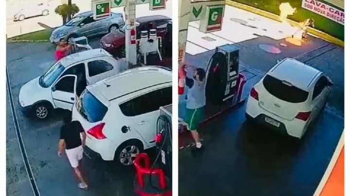Trabajador de una gasolinera rocía combustible a un cliente y le prende fuego (video)