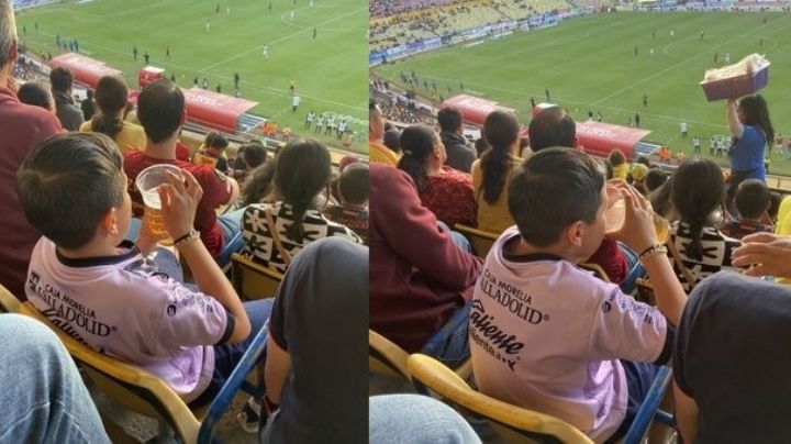 Captan a niño tomando cerveza en un estadio de futbol y se vuelve viral