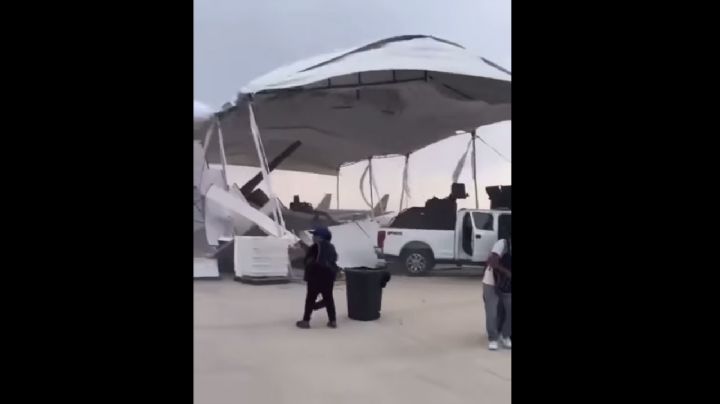 Fuertes vientos tiran estructura metálica de Feria Aeroespacial en Santa Lucía; 13 heridos (Videos)