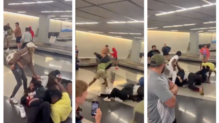 Captan pelea campal entre hombres y mujeres en el aeropuerto de Chicago (Videos)