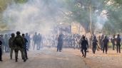 GN y Ejército se enfrentan con gases lacrimógenosy piedras contra pobladores de Quespala, Chiapas