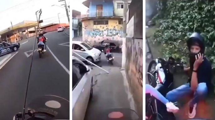 Policía graba desde su moto espectacular persecución; así fue como terminó (Video)