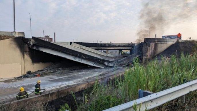 Tramo de autopista se derrumba en Filadelfia tras estallar un camión