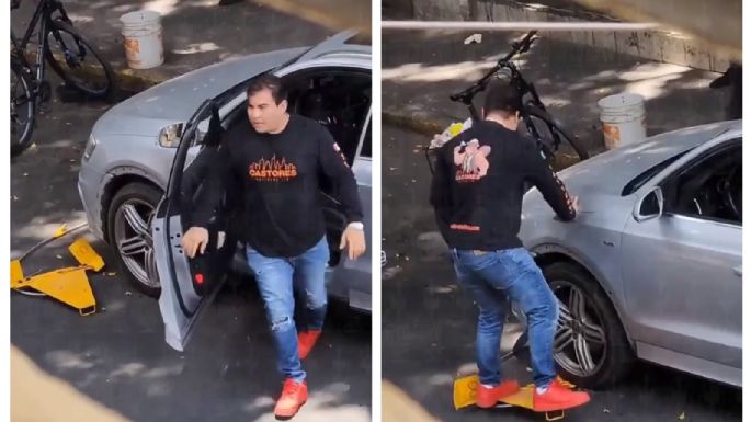 Conductor rompe la araña que le colocaron a su auto; lo apodan #LordInmovilizador (Video)