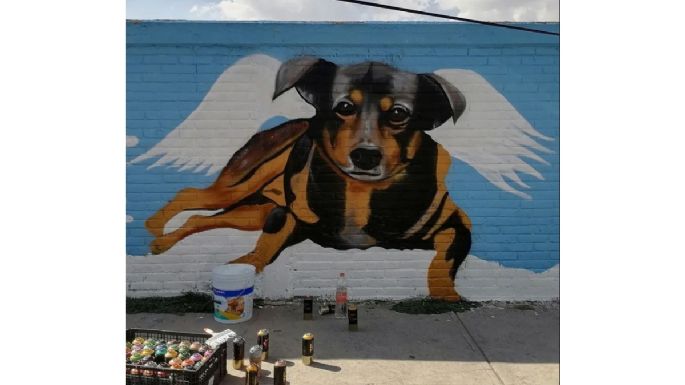 Inmortalizan en mural a “Scooby”, perro aventado a un cazo con aceite hirviendo