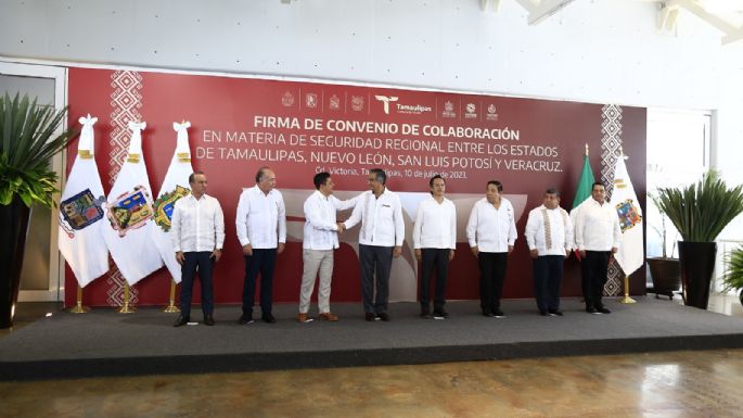 Firman convenio en materia de seguridad Gobiernos de Tamaulipas, San Luis Potosí, Veracruz y Nuevo León