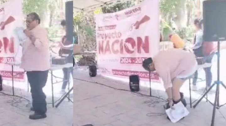 En pleno discurso, se le caen los pantalones a diputado de Morena y se vuelve viral (Video)