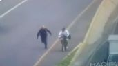Hombre metió a niña robada en la maleta de su bicicleta y quiso escapar por la México-Pachuca (Video)