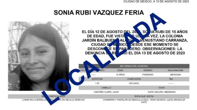 Localizan en Chimalhuacán a Sonia Rubí, quien desapareció en el Metro de la CDMX