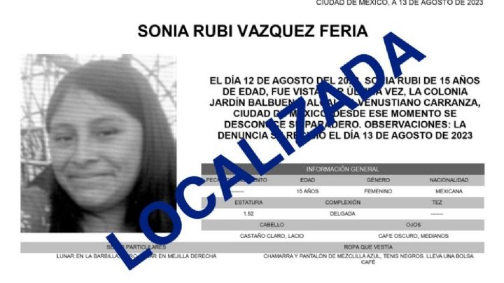 Localizan en Chimalhuacán a Sonia Rubí, quien desapareció en el Metro de la CDMX