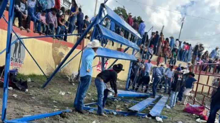Se desploman gradas en jaripeo de Alaquines, San Luis Potosí; hay unos 20 heridos