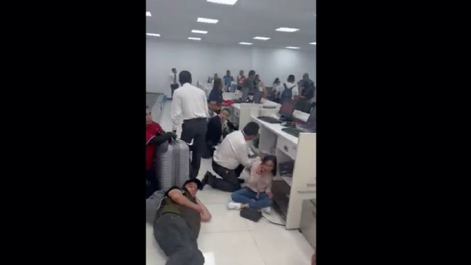 Balacera afuera de la Terminal 1 del AICM; dos policías heridos y un sujeto detenido (Video)