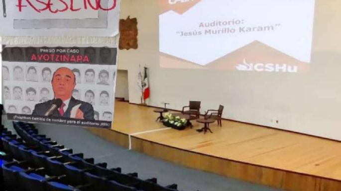 Por caso Ayotzinapa, retiran nombre de Jesús Murillo Karam a auditorio de la UAEH