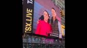 Difunden imágenes de Claudia Sheinbaum en Times Square; “no sabía”, dice la morenista