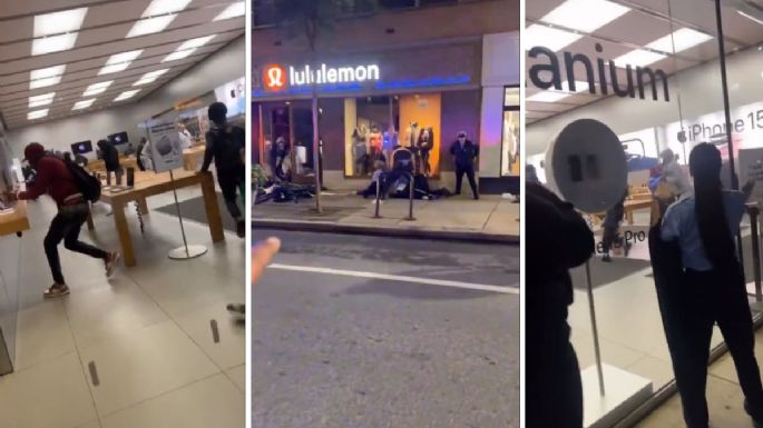 Saqueos masivos en EU: encapuchados roban en Apple Store, Lululemon y más tiendas (Videos)